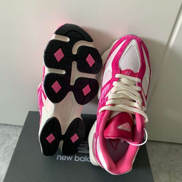 New Balance 9060 Fuchsia Mesh Suede Low Top Shoes - Picture 6 of 9